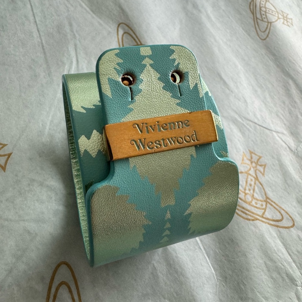 Vivienne Westwood Cuff Leather Turquoise Gold